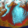 Malaspina Glacier, the largest glacier in Alaska, USA